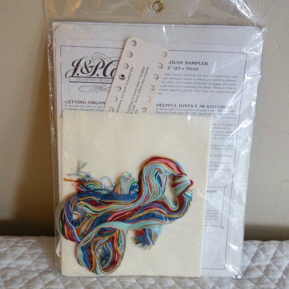 Vtg J. & P. COATS Counted Cross Stitch “Blessed House Sampler” #23501 kit - Picture 5 of 5